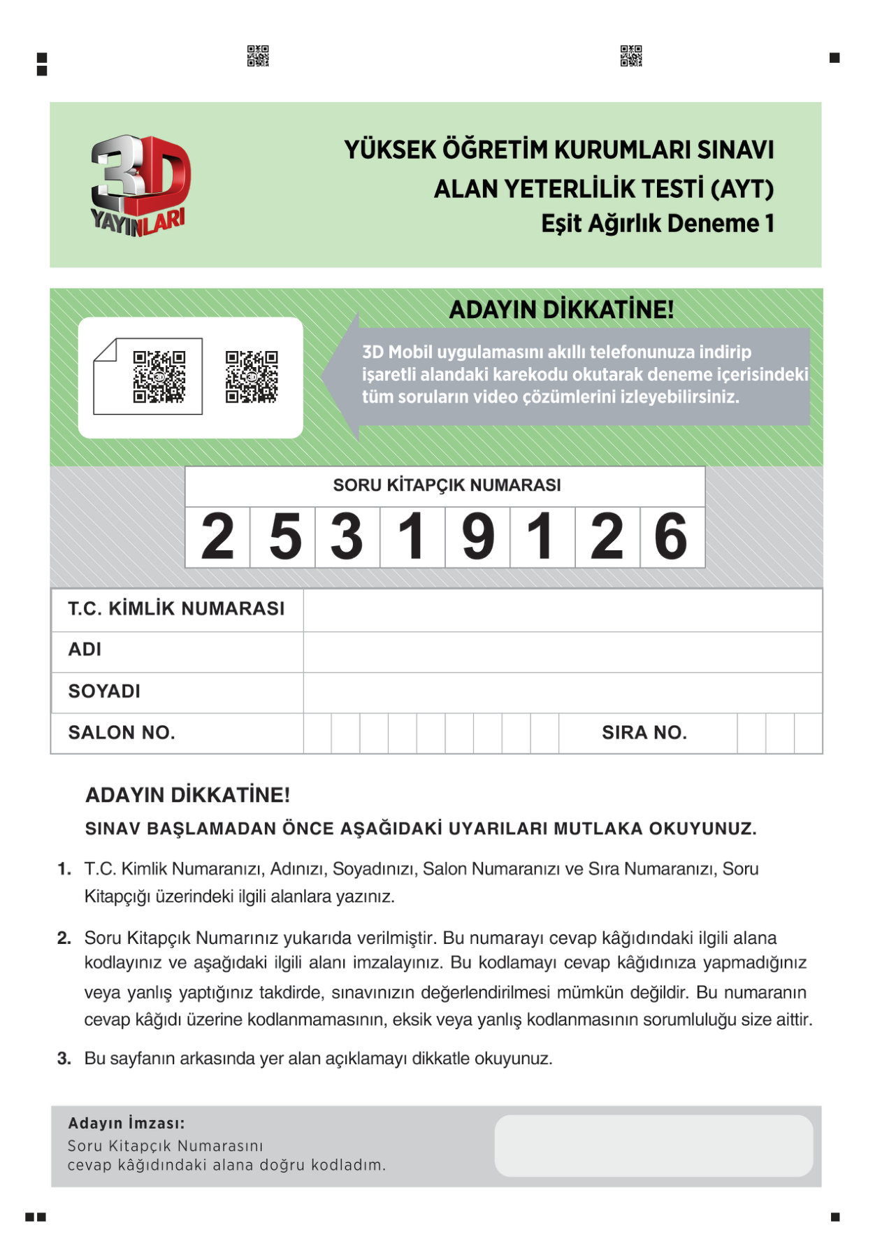 3D AYT EA SimülasyonDenemeleri — sayfa 1