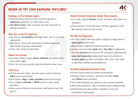 TANITIM 4K TAM KAVRAMA TESTLERİ (TKT)