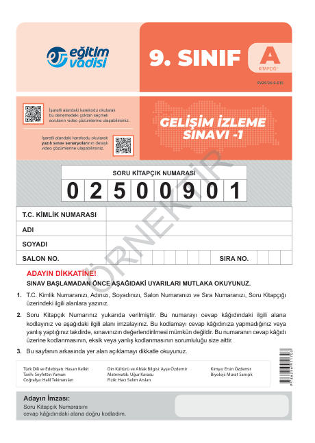 9. sınıf deneme 01